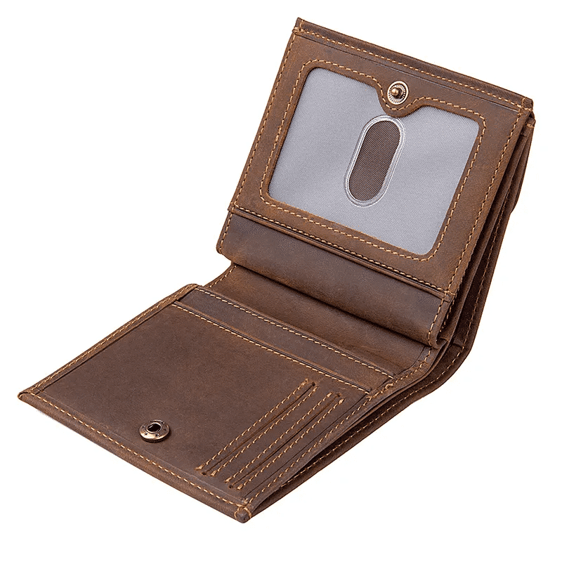 Men Bifold Leather Wallet with Coin Pocket