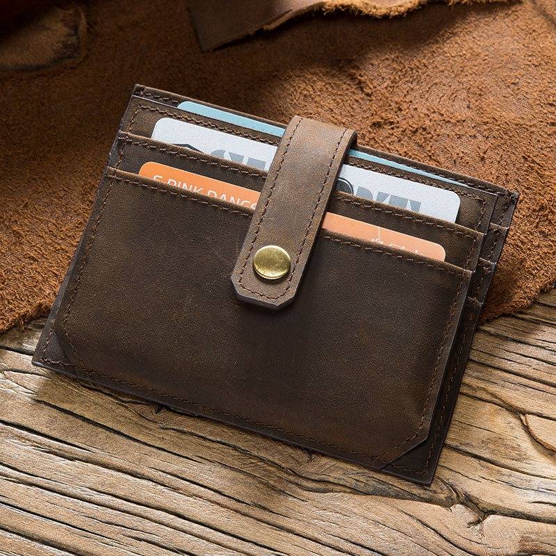 Buckle Leather Credit Card Holder Wallet