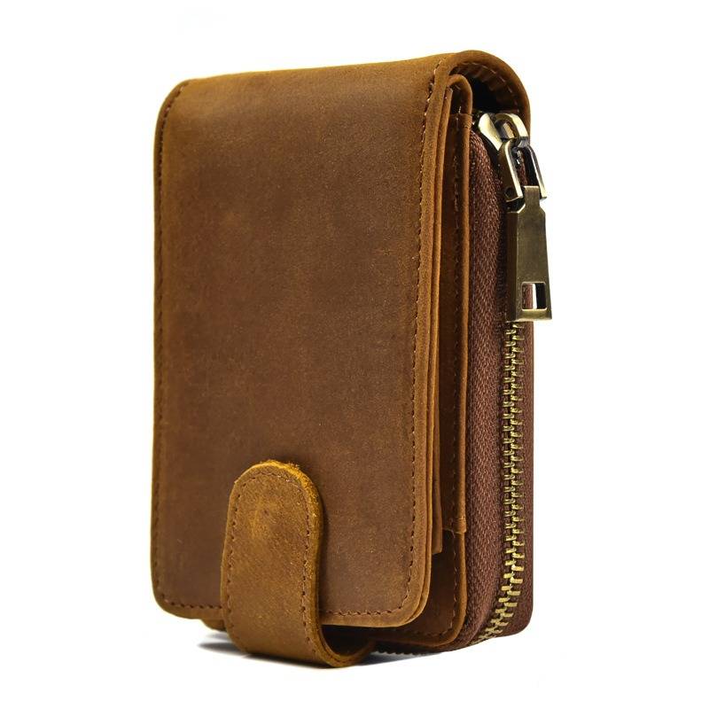 Leather Accordion Credit Card Holder Zipper Wallet