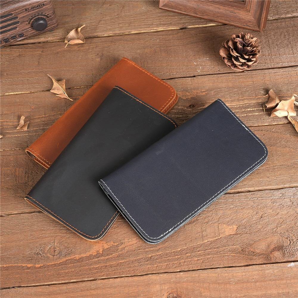 Leather Card Holder Long Travel Passports Wallet