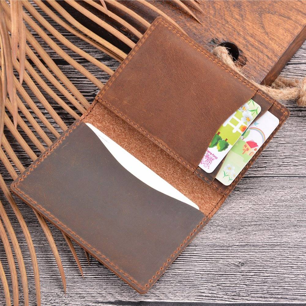 Minimalism Handmade Leather Thin Bifold Wallet Card Holder