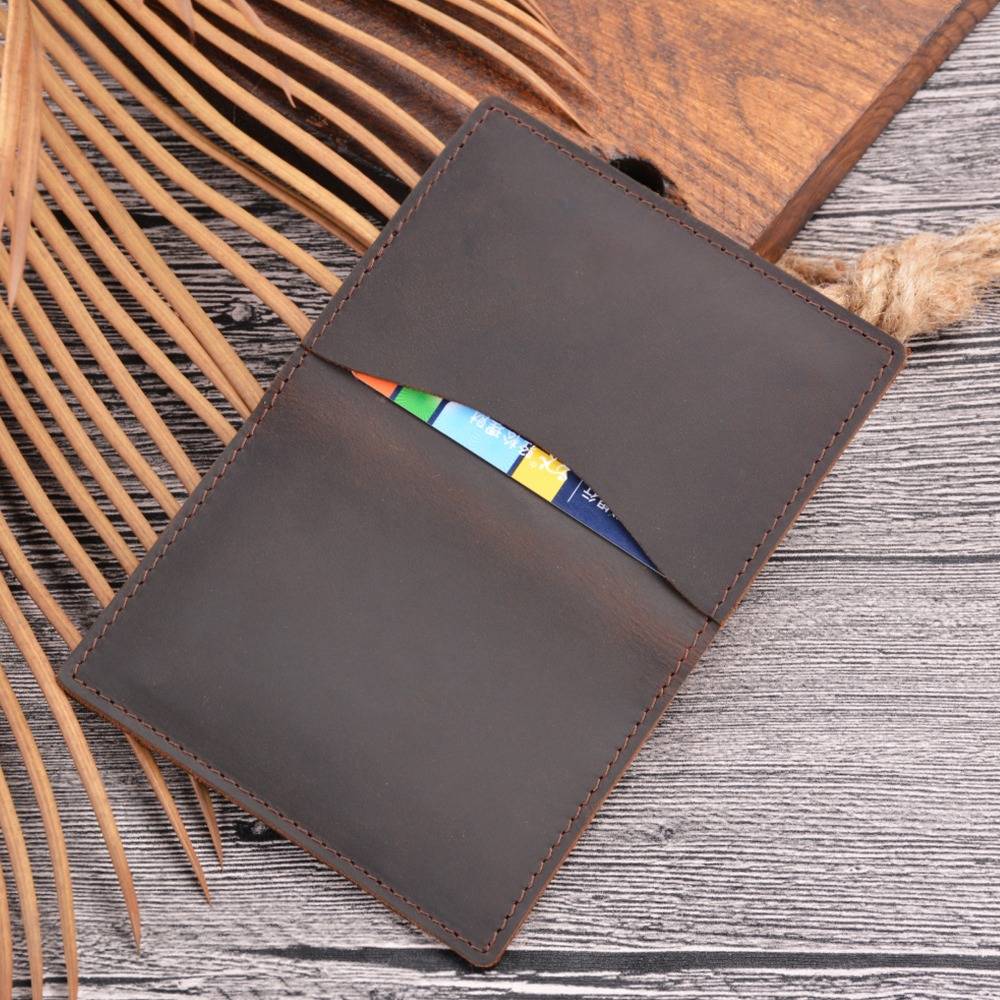 Minimalism Handmade Leather Thin Bifold Wallet Card Holder